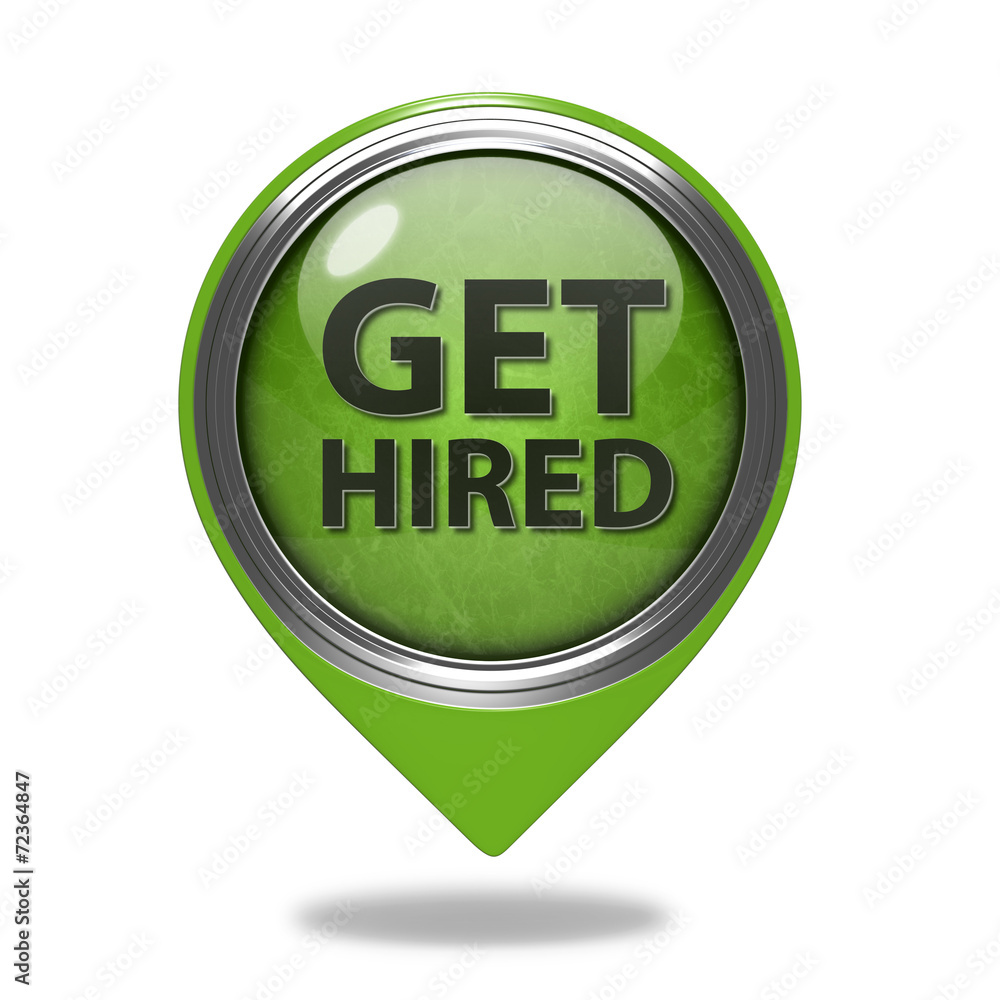 Get hired pointer icon on white background