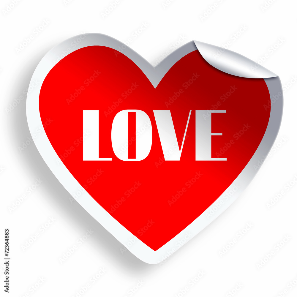 Heart sticker with Love text isolated on white Heart sticker with Love text isolated on white