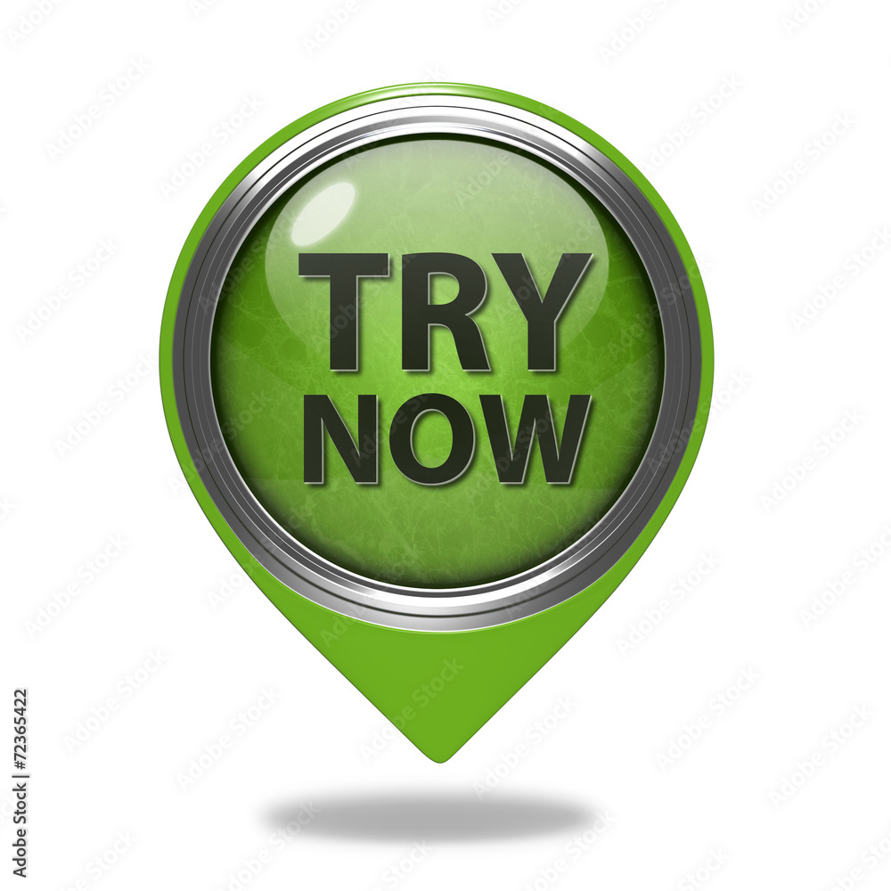Try now pointer icon on white background Try now pointer icon on white background