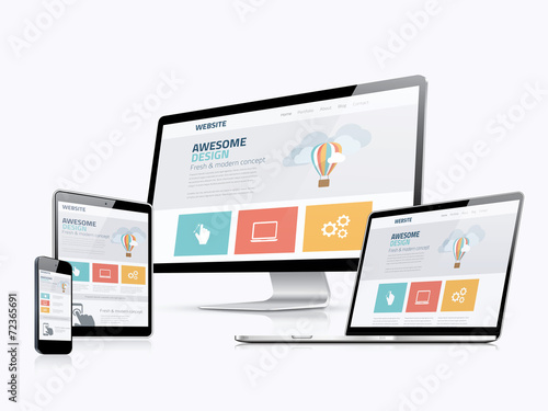 Flat responsive web design concept website development devices photo