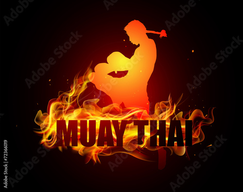Thai kick boxing in hit with knee posture thai boxing