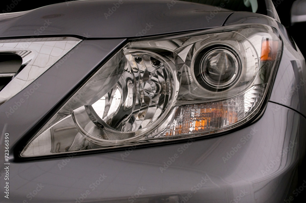 Car headlights. Exterior detail.