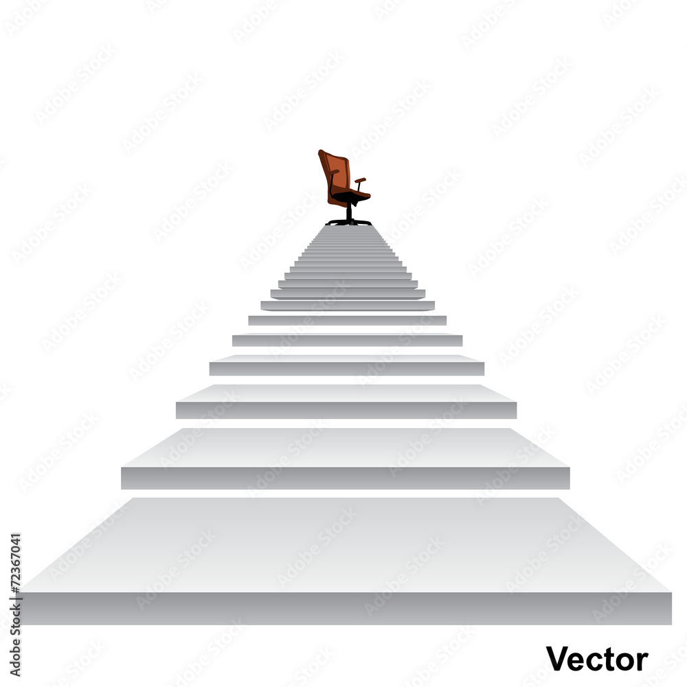 Vector white stair with a chair
