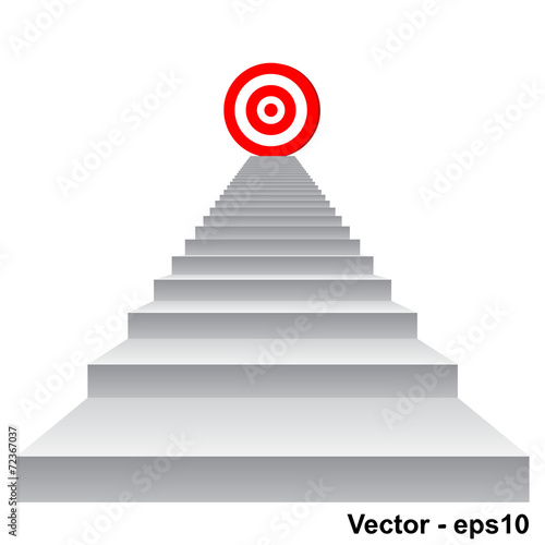 Vector conceptual red target on stair for success