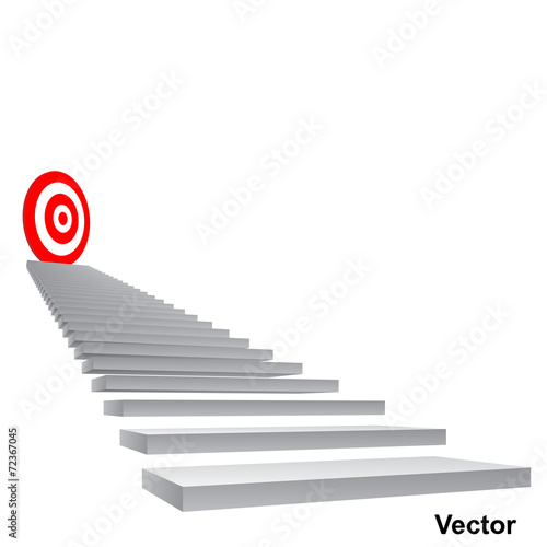 Vector conceptual red target on stair for success