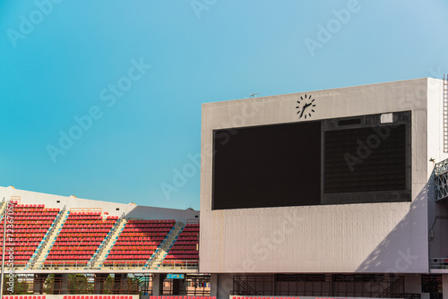 stadium, red seats on stadium steps bleacher