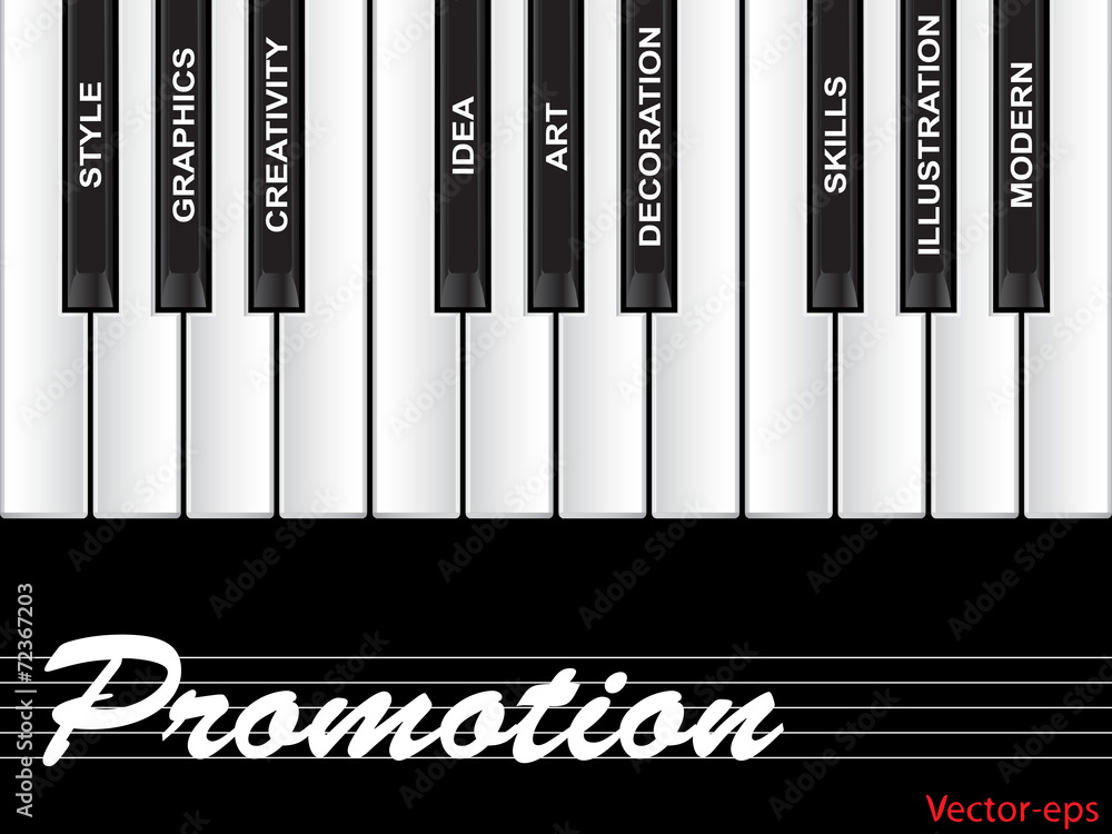 Fototapeta premium Conceptual piano word cloud