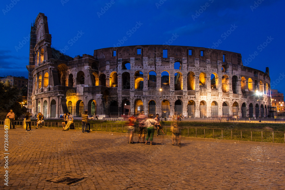  Evening view of Colosseum  in Rome, Italy