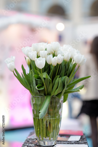Flowers bouquet in glass vase