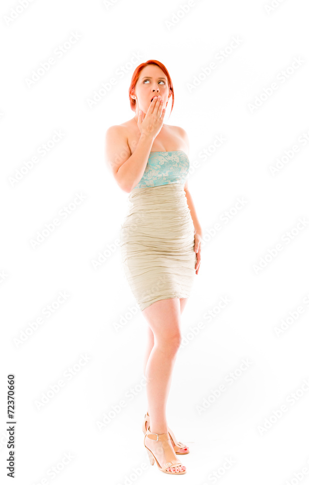 Fototapeta premium model isolated on plain background tired bored yawning