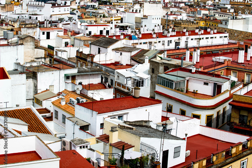 view over the roofs of the old quarter of Seville