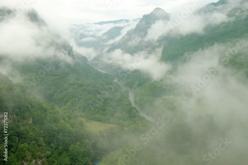 Tara River Canyon In The Clouds And Morning Mist, Serbia