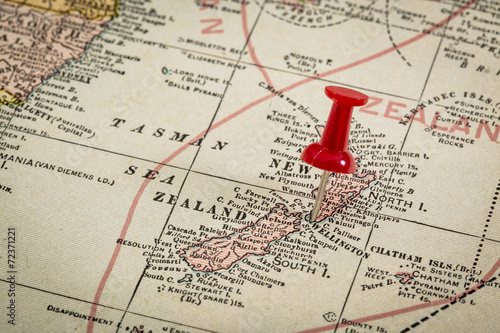 Quadro em tela New Zealand on vintage map