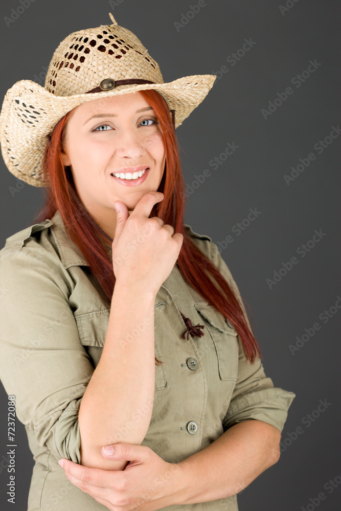 model isolated on plain background thinking model isolated on plain background thinking