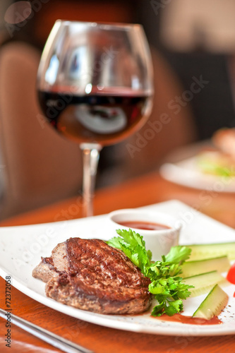 beef meat and wine