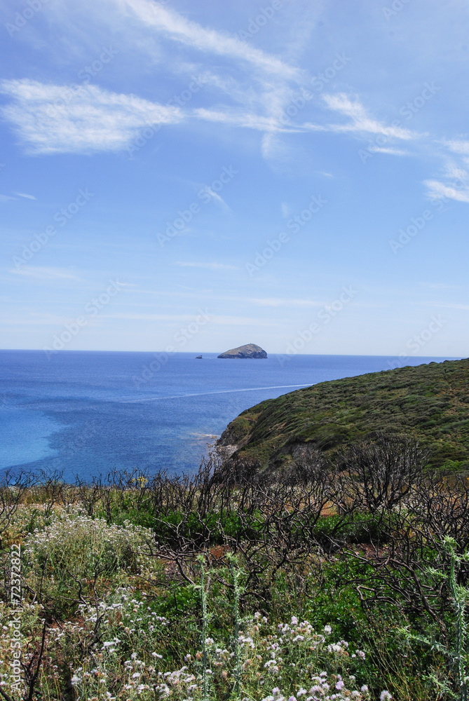 View of island of Cow, SantAntioco, Sardinia