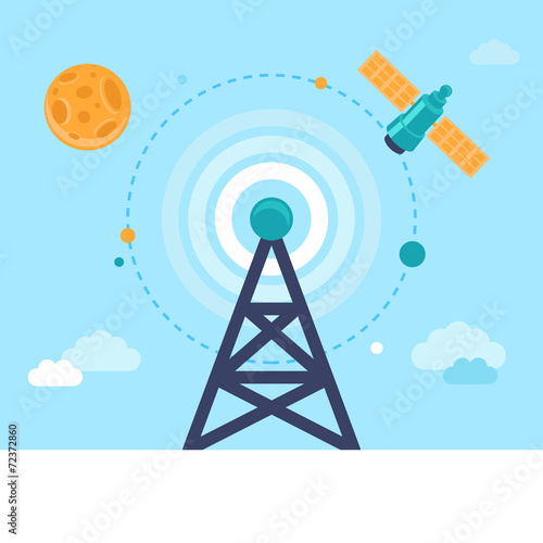 Fotografie Vector antenna tower and satellite