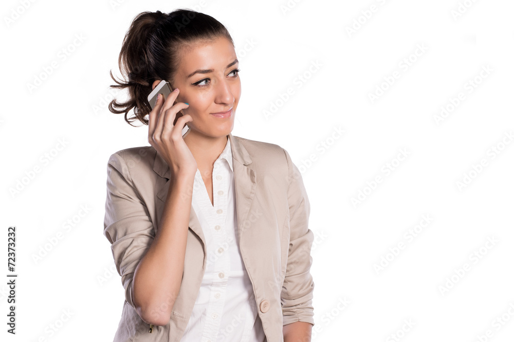 attractive woman speaking on smart phone attractive woman speaking on smart phone