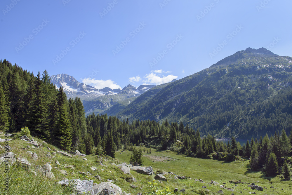 Landscape mountains in Italy Trentino Dolomites Alps Decline