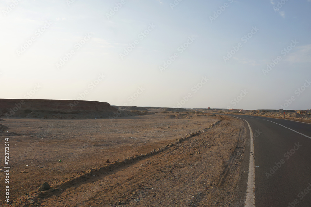 road in desert landscape
