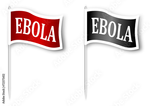 Red and black flag with the inscription "EBOLA" - vector