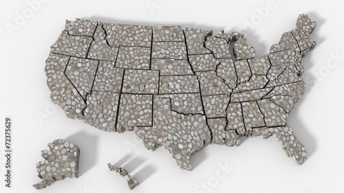 Fototapeta Naklejka Na Ścianę i Meble -  USA map texture roccia
