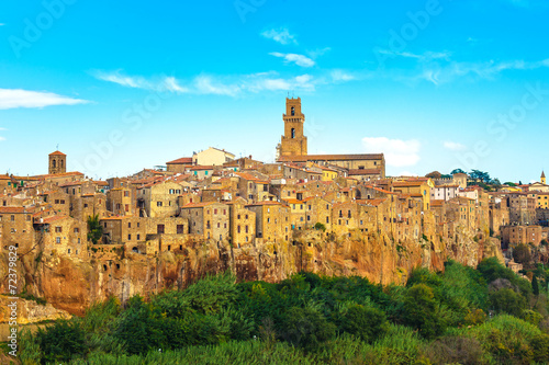 Tuscany  Pitigliano medieval village panorama landscape. Italy