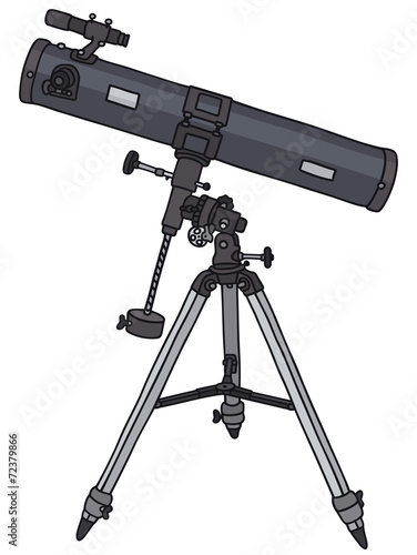 Hand drawing of a small astronomic telescope