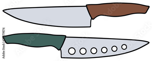 Hand drawing of tvo kitchen knifes