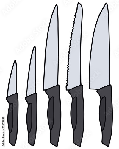 Hand drawing of a kitchen knifes set
