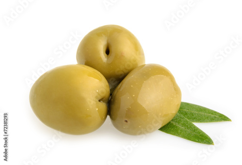 Green olives isolated