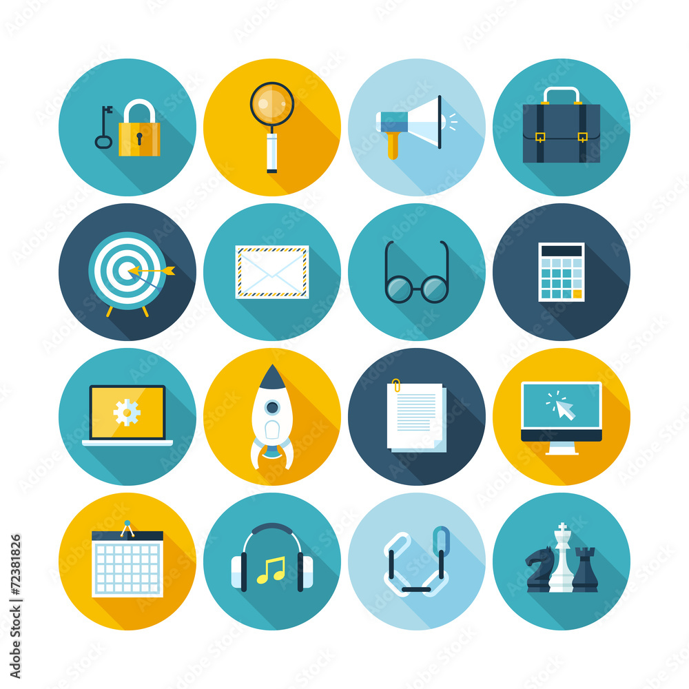 Modern flat icons vector collection with long shadow effect. Modern flat icons vector collection with long shadow effect.