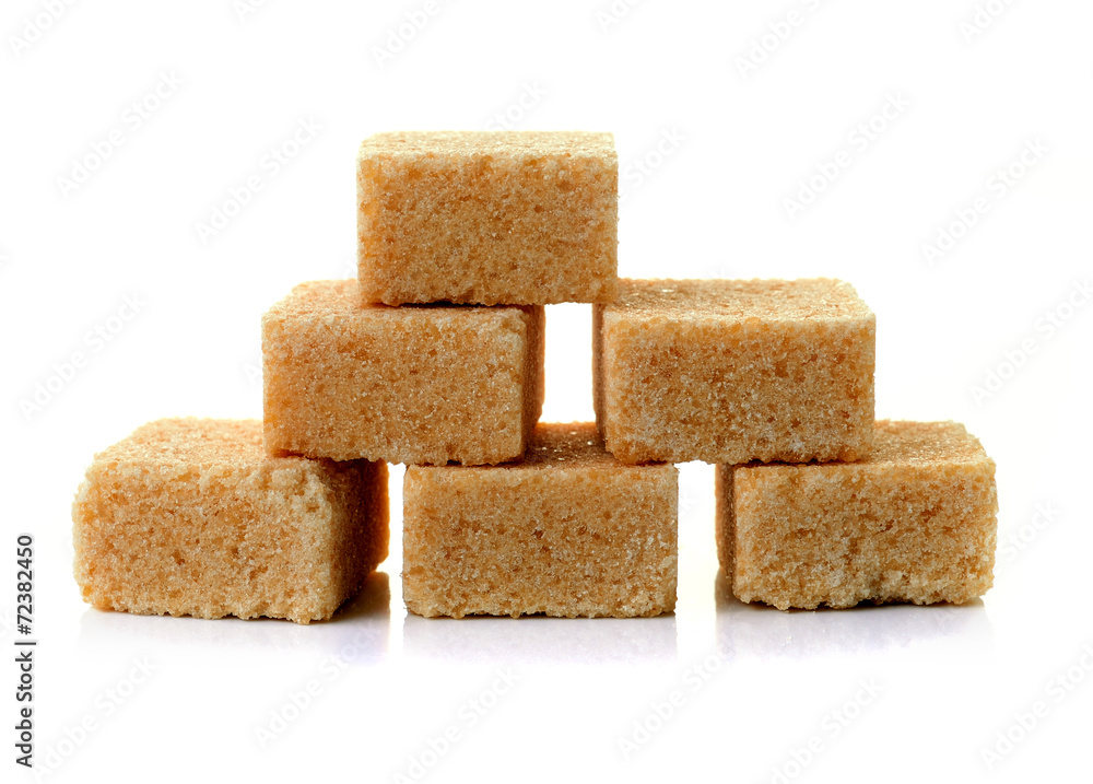 Cubes of cane sugar isolated on white background Cubes of cane sugar isolated on white background