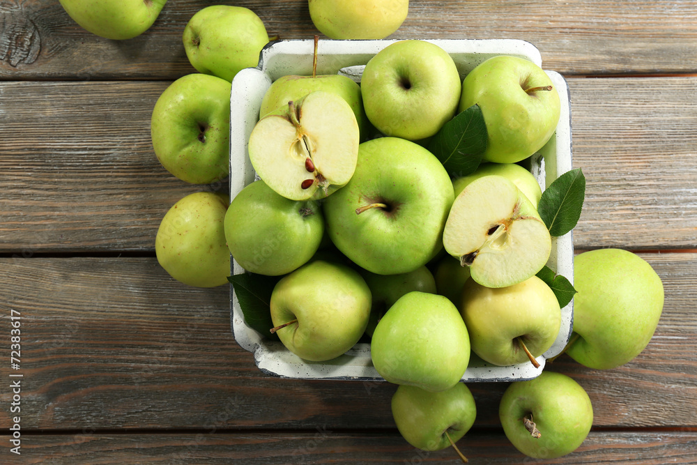 Juicy green apples, close-up Juicy green apples, close-up