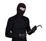 mugger in mask with nail puller