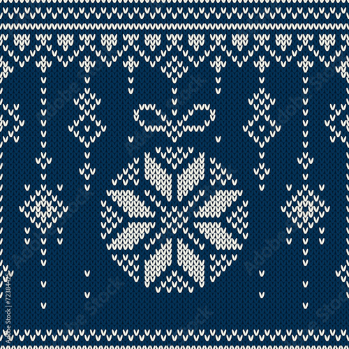 Winter Holiday Seamless Knitting Pattern with Christmas Balls