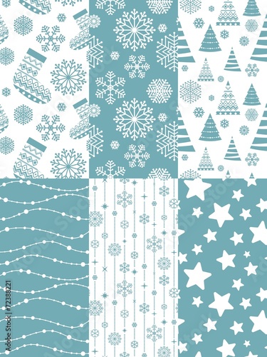 Set of Christmas seamless patterns.