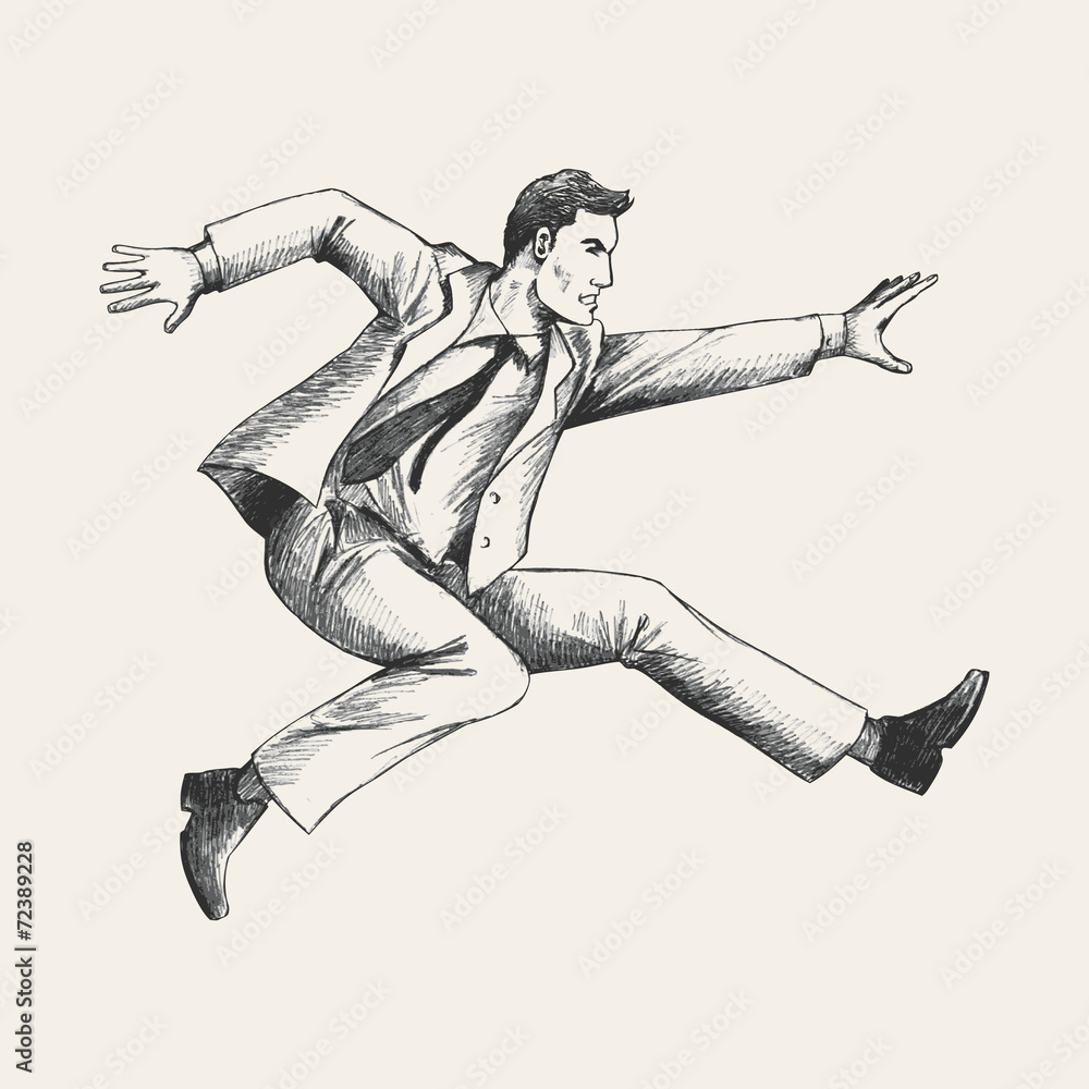 Sketch illustration of a man jumping