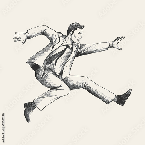 Sketch illustration of a man jumping