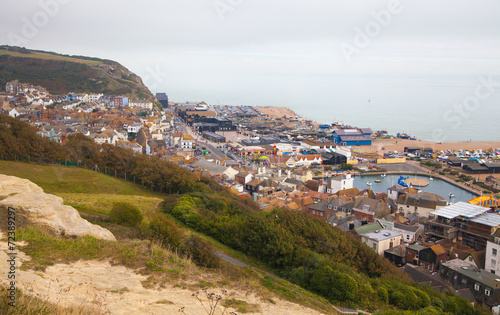 Hastings, town view from the Castle mounting and old ruins © IRStone