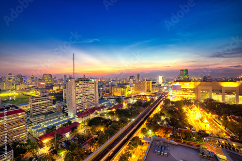 Aerial view of twilight night at Bangkok