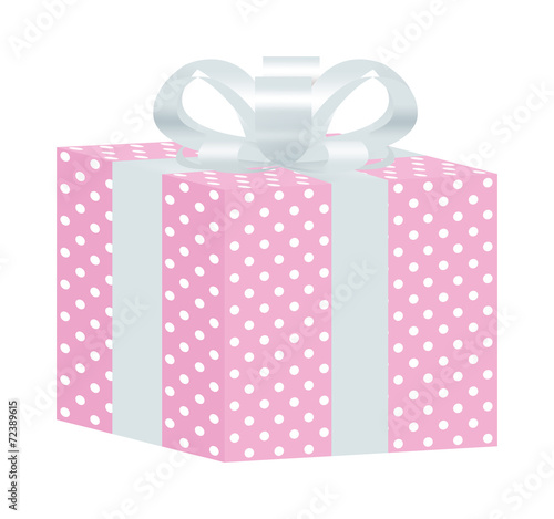 Pink Dotted Gift Box with White Ribbon