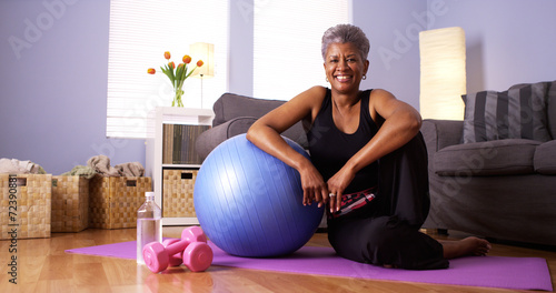 African grandmother happy after working out