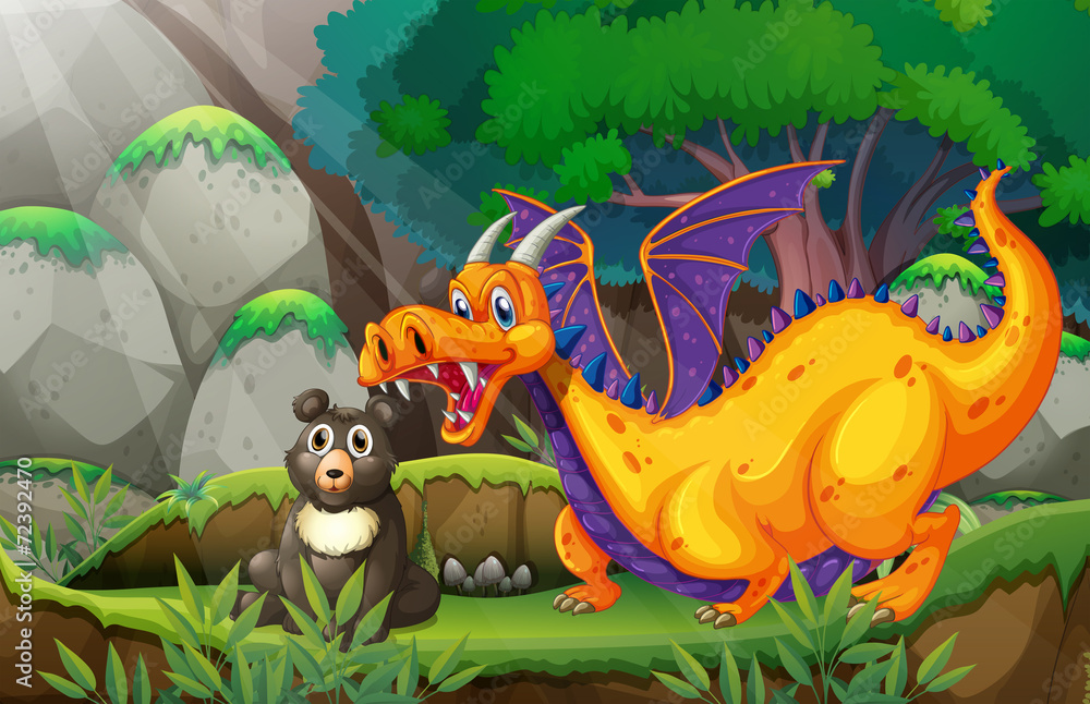 Fototapeta premium Dragon and bear