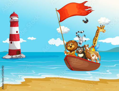Animals and boat