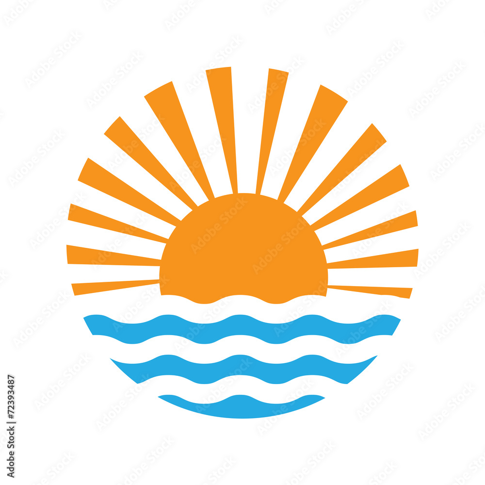 sun and the sea. Vector icon illustration sun and the sea. Vector icon illustration