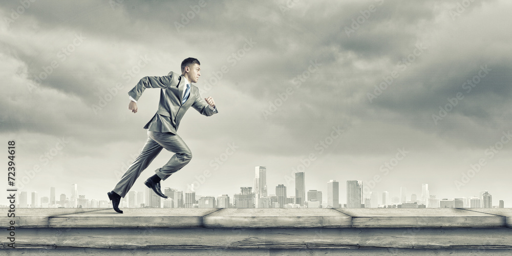 Running businessman