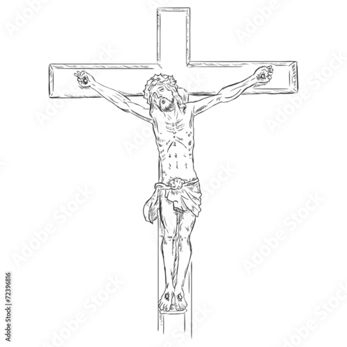 Vector  Sketch Crucifix. Jesus on the Cross.