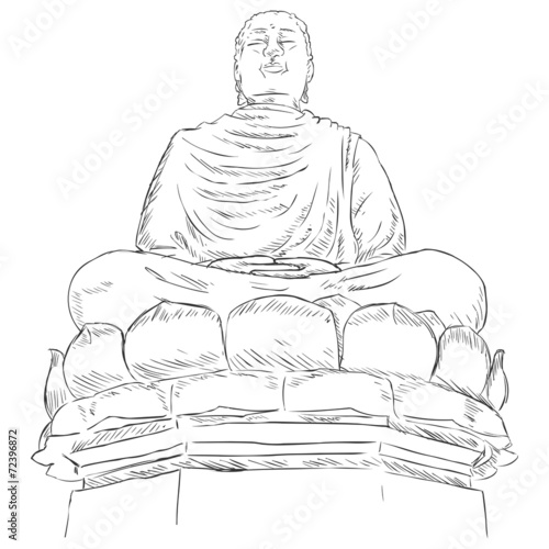 Vector Sketch Monument Buddha on the Lotus