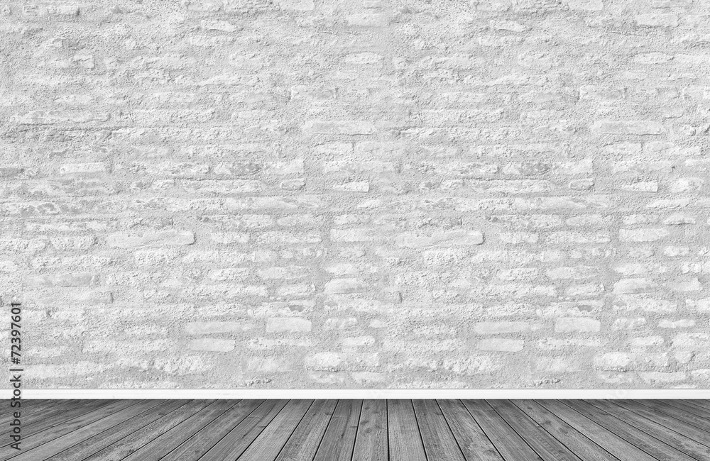 Fototapeta premium Empty Room / Wooden Floor / Bricks Wall